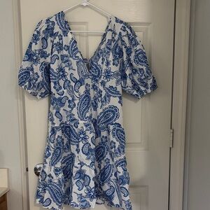 Blue and white dress cover up